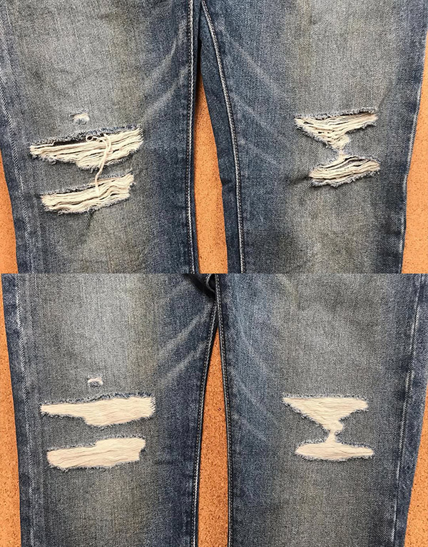 腿のジーンズリペア前後