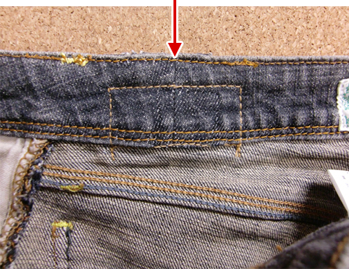 ウエスト出しつなぎ合わせ部分表